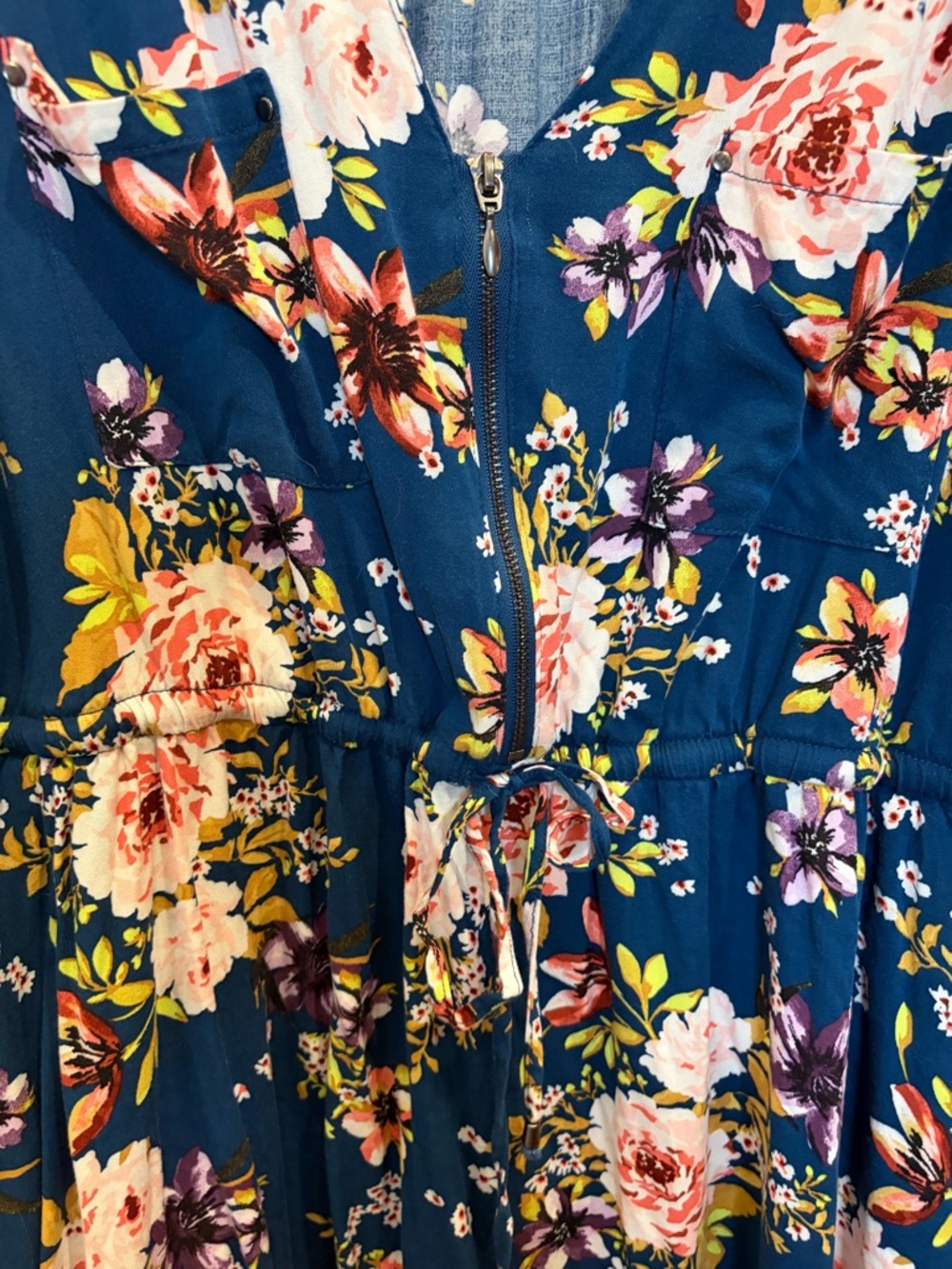 torrid Navy Floral High-Low Dress with Pink & Cream Roses - Picture 8 of 8